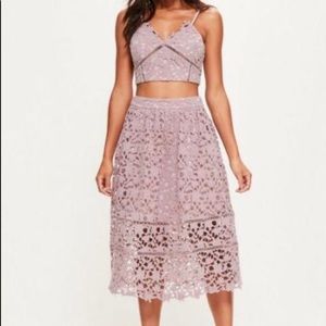 Misguided lace top and skirt set